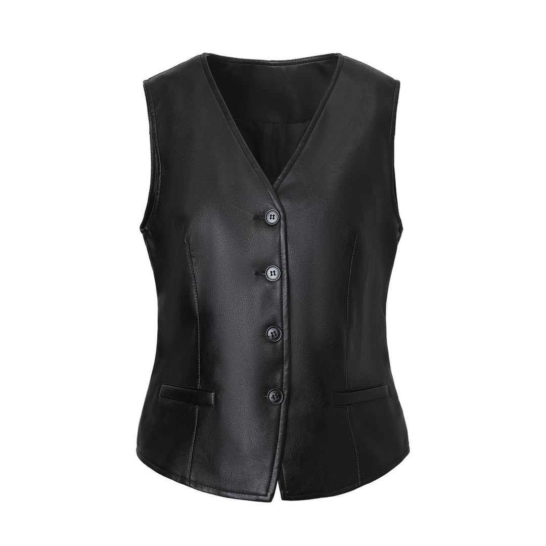 Dam Elegant Faux Läder Väst