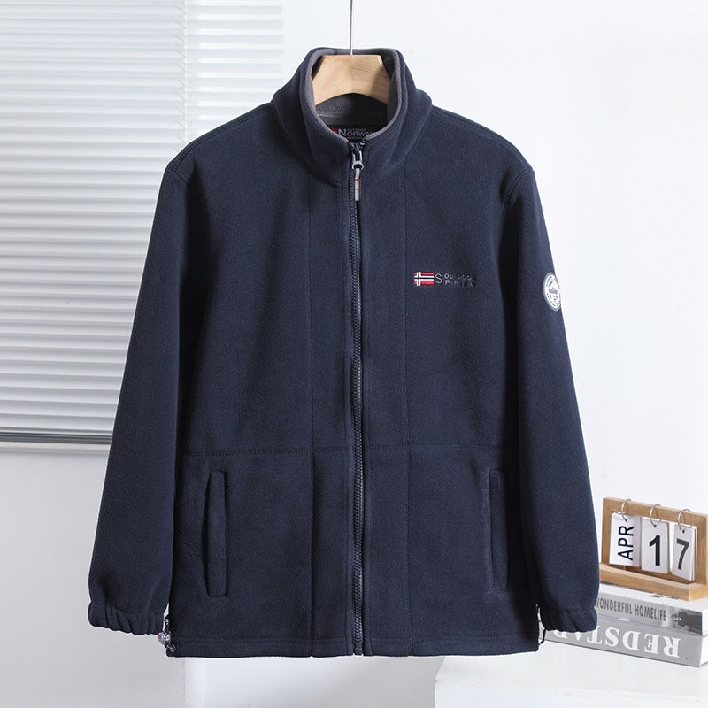 Herr Microfleece Quiltad Jacka med Stående Krage, Elastisk Muddar och Dold Sida Fickor