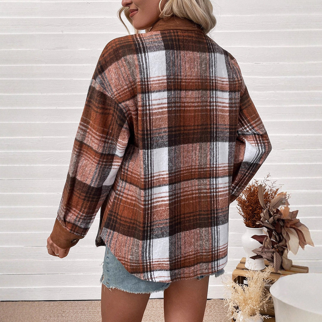 Dam rutig shirt jacka med manchester kant och oversized skärning