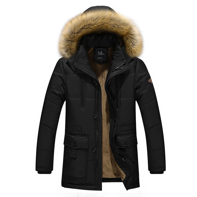 Herr Vattenavvisande Quiltad Parka med Huva, Faux Fur Trim och Teddy Fleecefoder