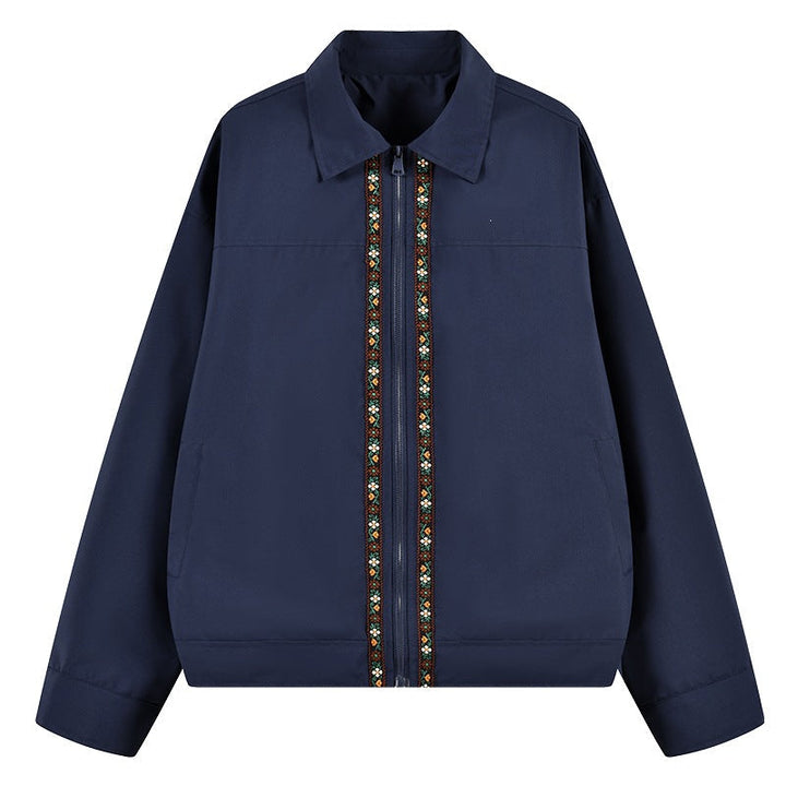Herr Lätt Övergångsjacka med Skjortkrage, Dragkedja &amp; Embroidered Fram Slå