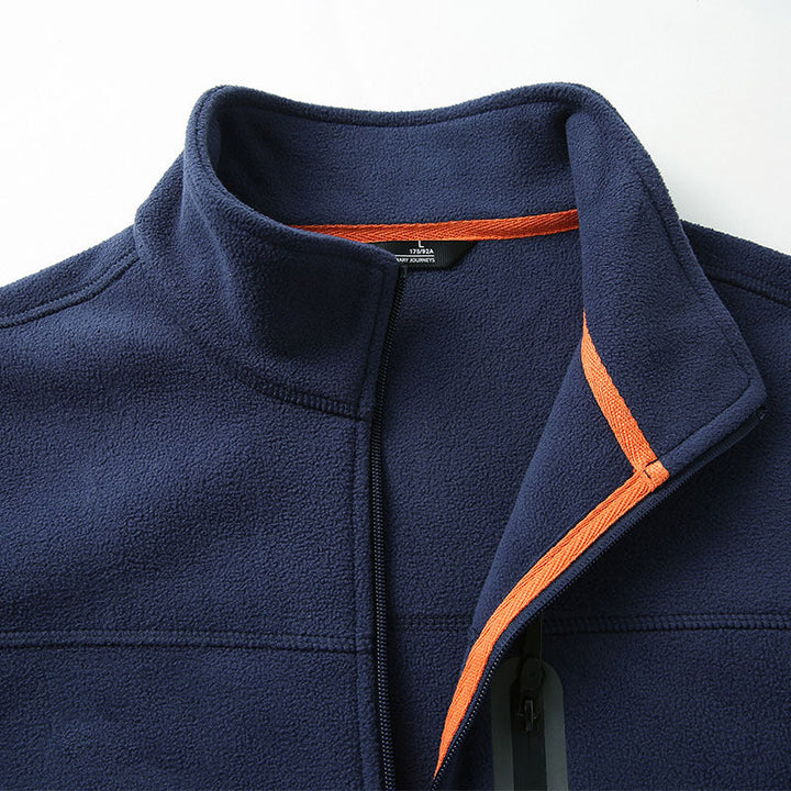 Herr Fleece Utomhus Jacka med Hel Dragkedja, Hög Krage, och Vattenavvisande Zip Ficka