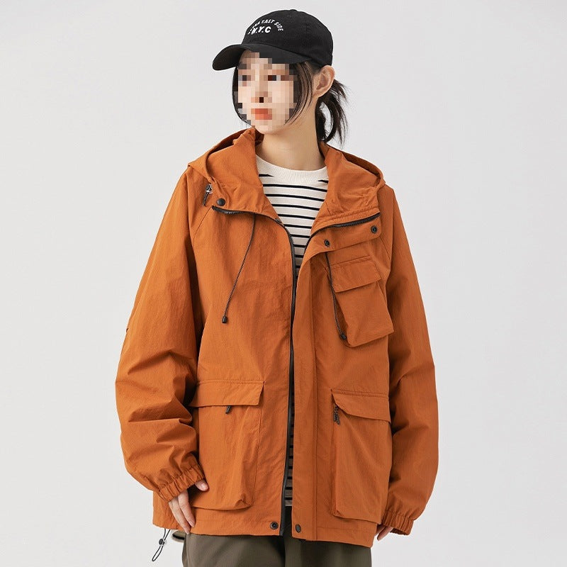 Dam Oversize Utility Övergångsjacka med Huva, Multiple Fickor &amp; Drawstring