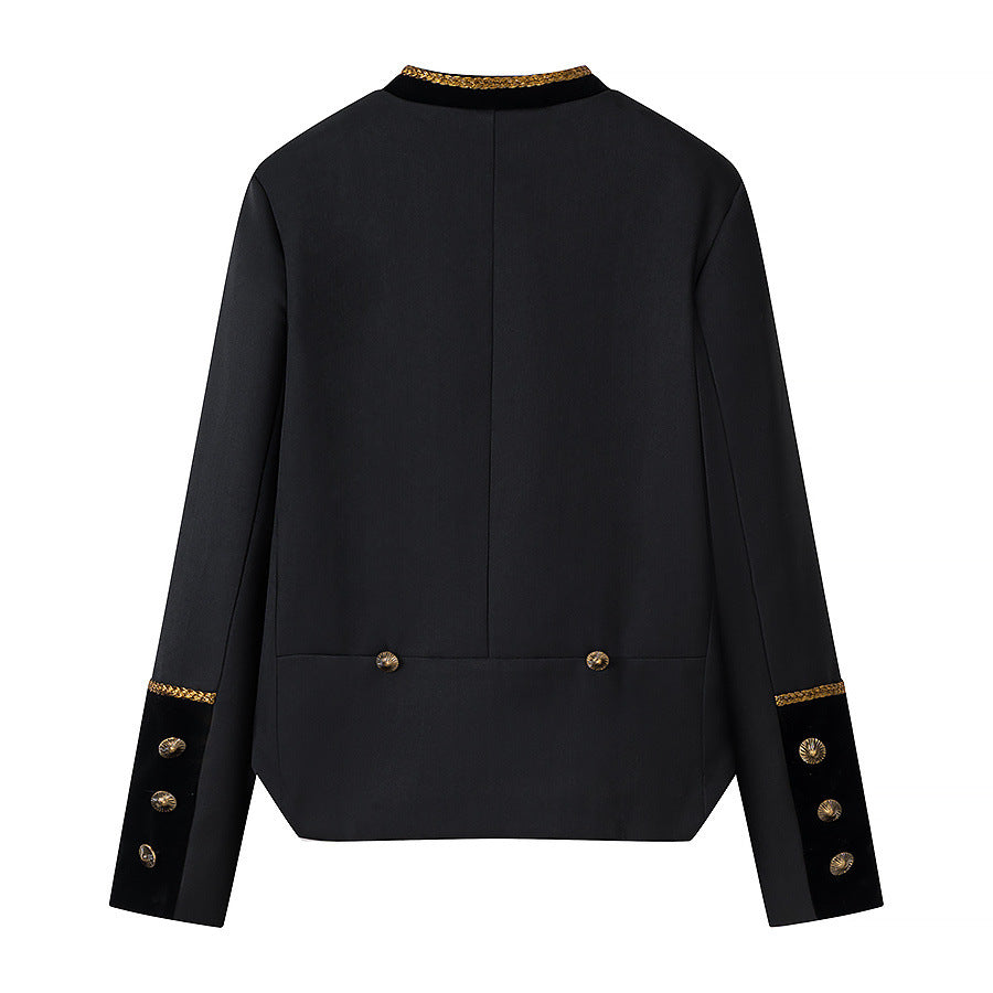 Dam Military-Inspired Kort Jacka med Guld Dekorativ Trimmings