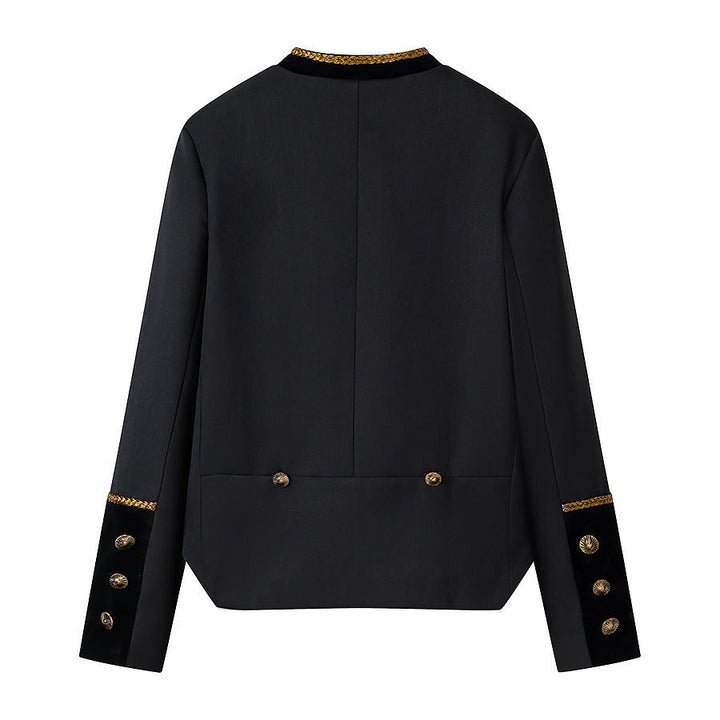 Dam Military-Inspired Kort Jacka med Guld Dekorativ Trimmings