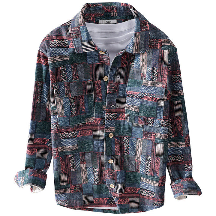 Herröverskjorta i Patchwork Look med Applied Bröstfickor