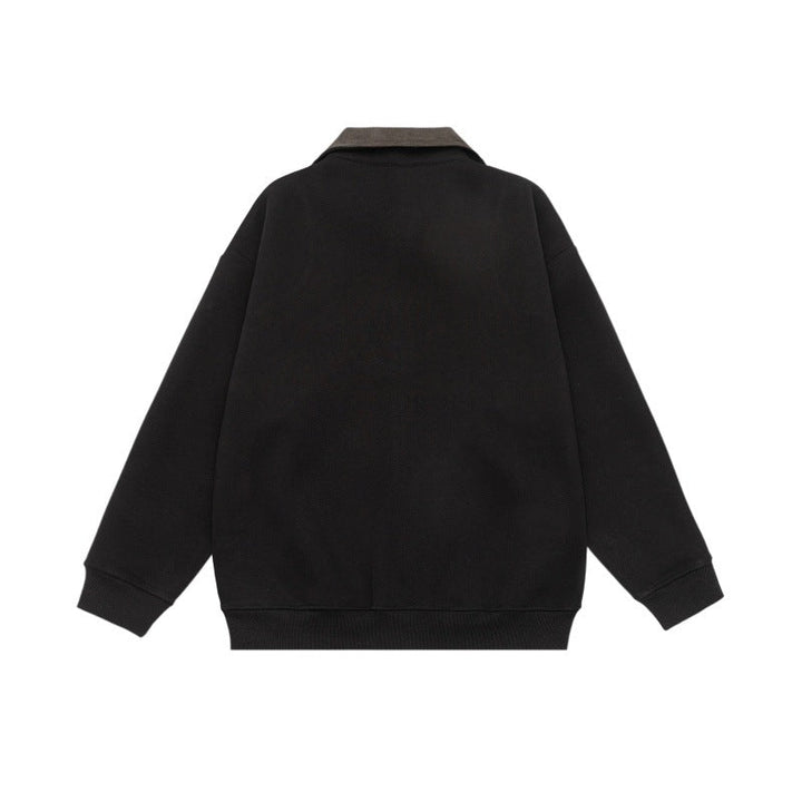 Unisex Oversized Dragkedja Jacka med Cord Krage och Integrated Fickor