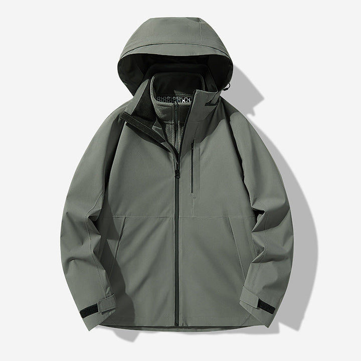 Herr Vattentät Technical Softshell Hybrid Jacka med Integrated Fleecefoder och Justerbar Huva