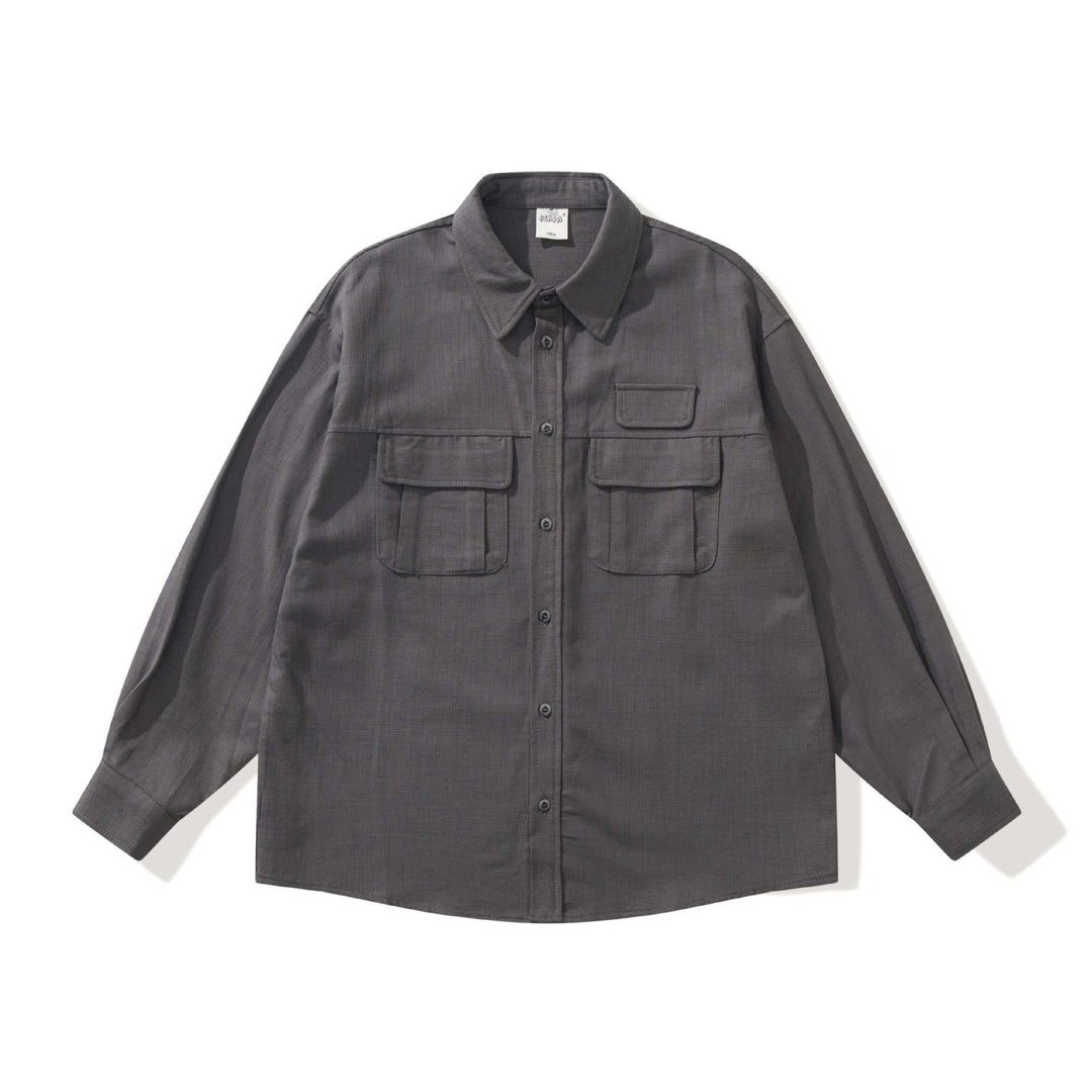 Herr funktion overshirt med large fickor med lock och boxig skärning