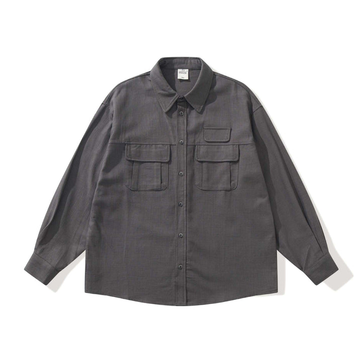 Herr funktion overshirt med large fickor med lock och boxig skärning