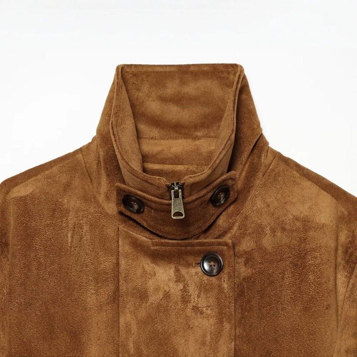 Dam Kort Jacka i Vintage Velour Stil med Dekorativ Knapp Knäppning och Elastic Nederkant