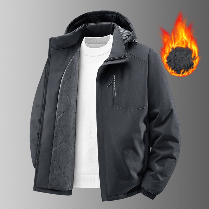 Herr Thermo Frilufts Jacka med Quiltad Fleecefoder, Vind och Vattenavvisande Skal &amp; Huva
