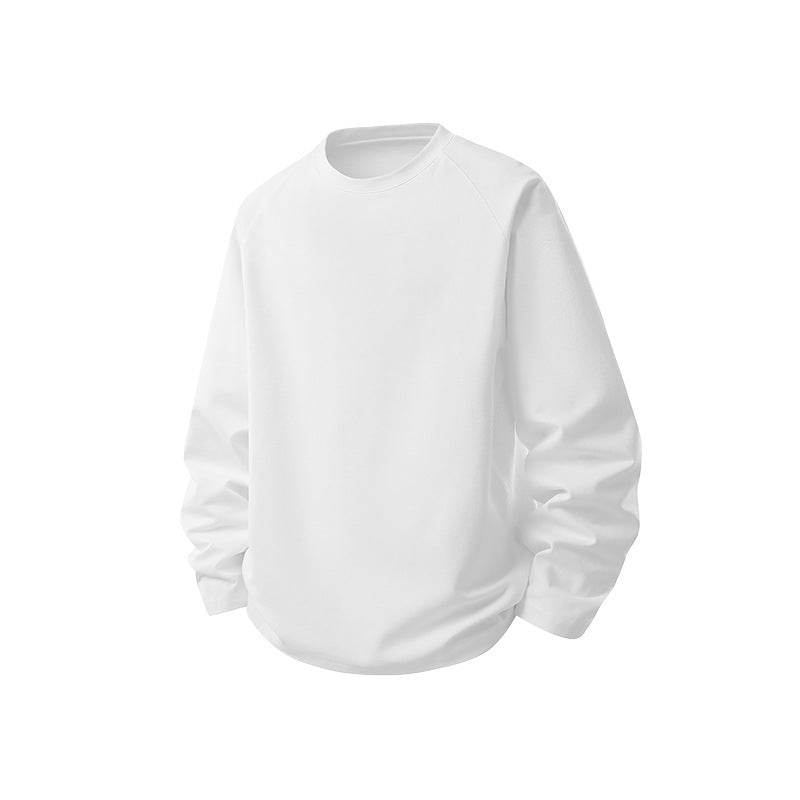 Herr Oversized Lång Ärm College-Tröja med Raglanärmar och Rounded Fåll