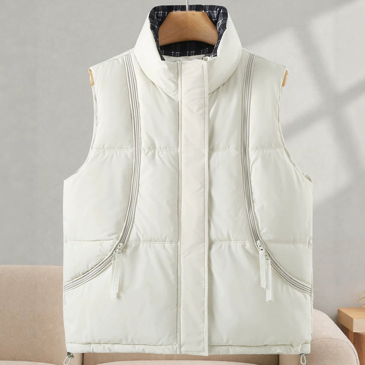 Dam Sleeveless Thermal väst med High Stand krage och Visible Vertical Zippers