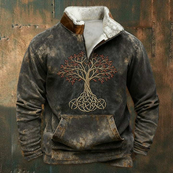 Herr Urban Fleece Pullover med Tree Motif