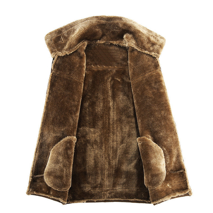 Herr Vadderad Pilot Jacka med Faux Fur Foder och Stående Krage