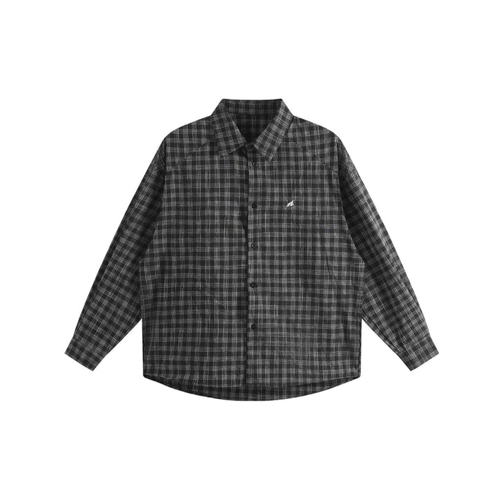 Unisex Oversized Skjorta Jacka Gjord av Lätt Bomullsblandning med Raglanärmar och Fin Rutigt Mönster