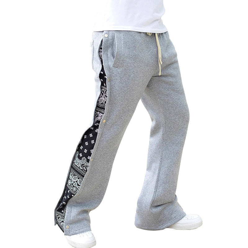 Herr Ledig Mjukisbyxor med Side Tryckknapp Opening &amp; Bandana Insert