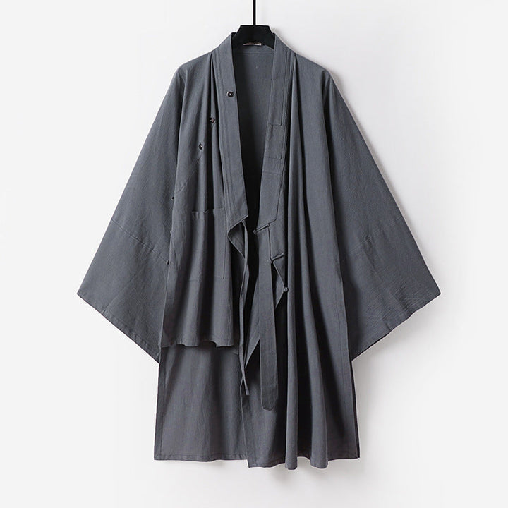 Unisex oversize-Kimono-kappa gjord bomull blend med lös passform och knytband