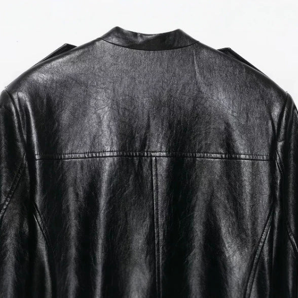 Dam Tailored Suede Jacka i Military Look med Stå Krage, Lock Fickor och Dold Knapp Knäppning