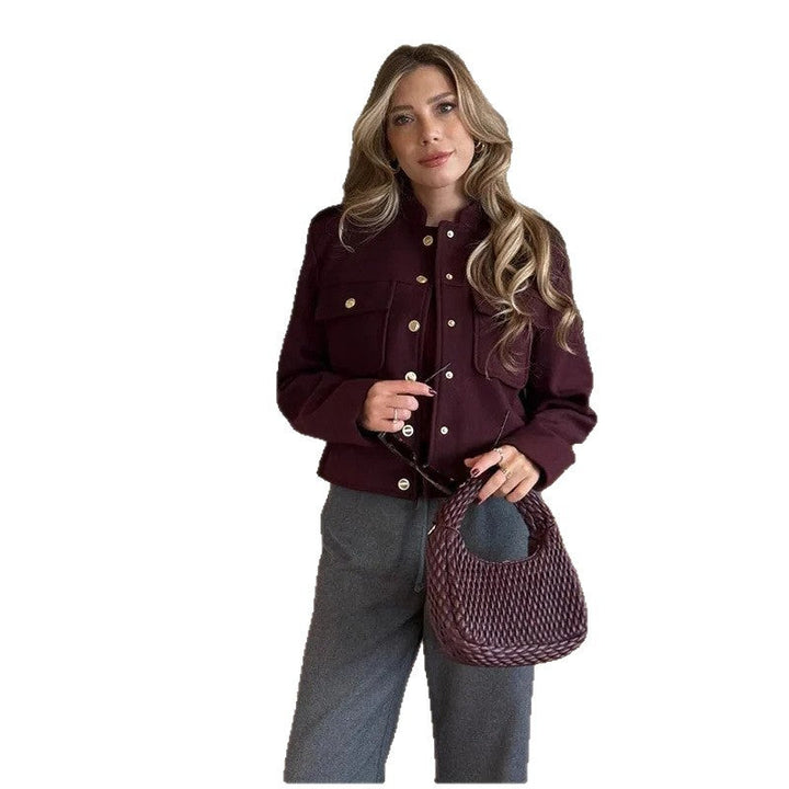 Dam Fashion Cropped jacka med fickor