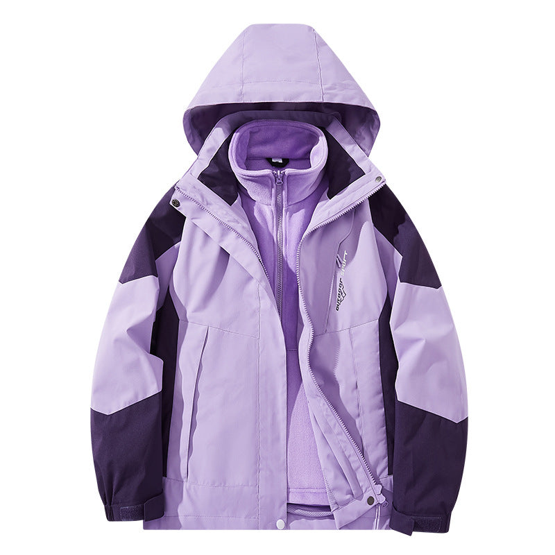 Herr vattenavvisande two-lager trekking jacka med avtagbar fleece inner jacka och huva