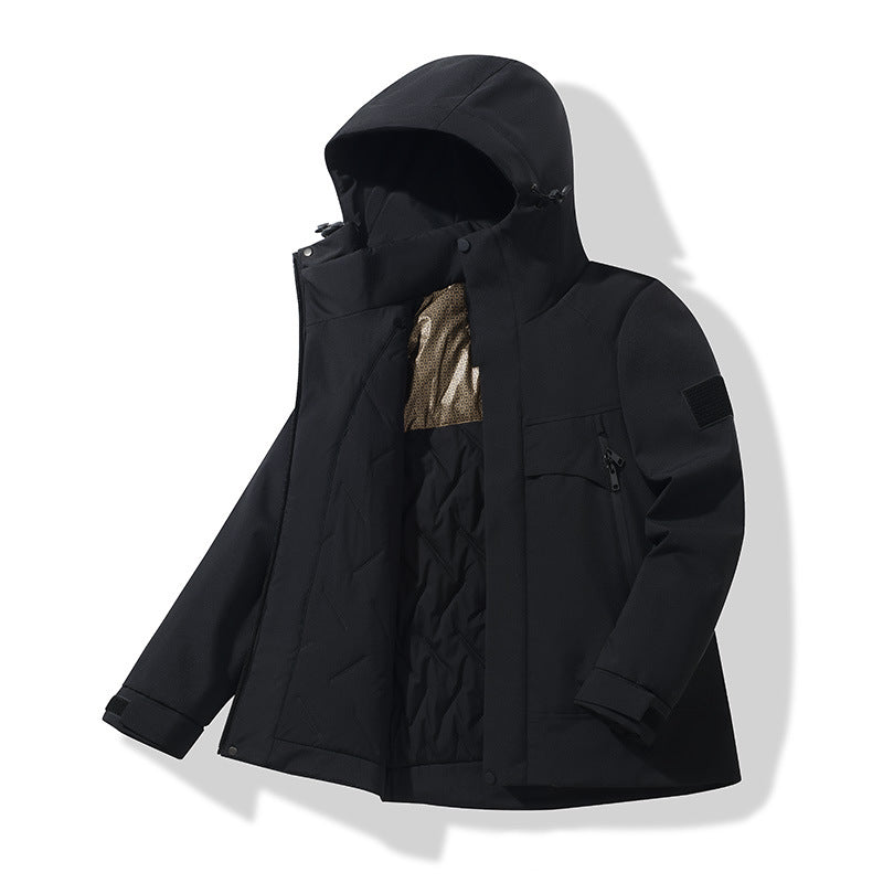 Unisex Isolerad Softshell Parka med Avtagbar Huva och Termisk Foder