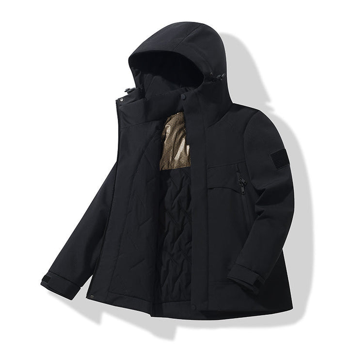 Unisex Isolerad Softshell Parka med Avtagbar Huva och Termisk Foder
