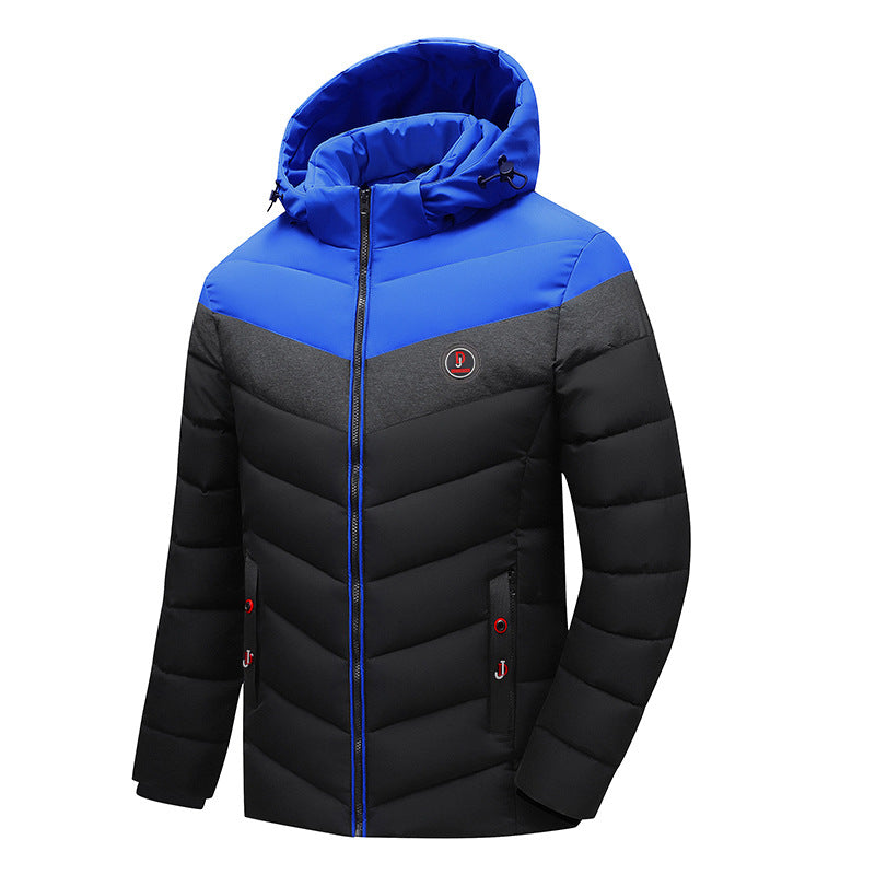 Herr Quiltad Anorak med Huva och Vadderad Chevron Isolering Jacka