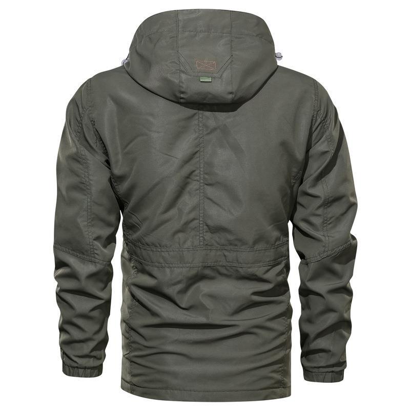 Herr Utility Parka med Huva, Justerbar Midja Regulation och Multifunctional Fickor