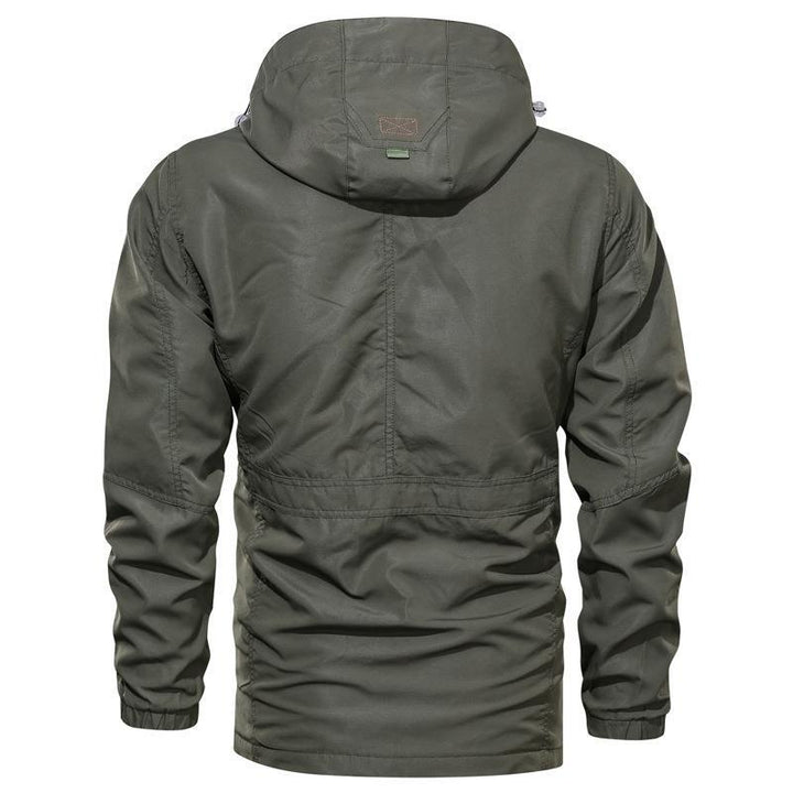 Herr Utility Parka med Huva, Justerbar Midja Regulation och Multifunctional Fickor