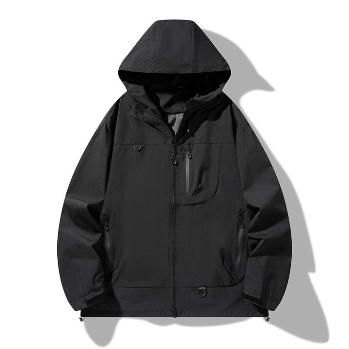Herr Nano Vattentät Softshell Jacka med Huva med Welded Sömmar, Concealed Bröstficka, och Adjustable Fåll
