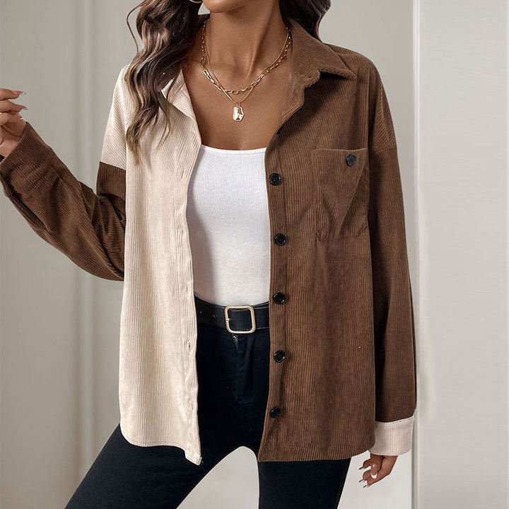 Dam Modern Cord Jacka med Contrast Details