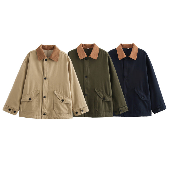 Dam oversized utility jacka med manchester krage, påsydda fickor och button closure