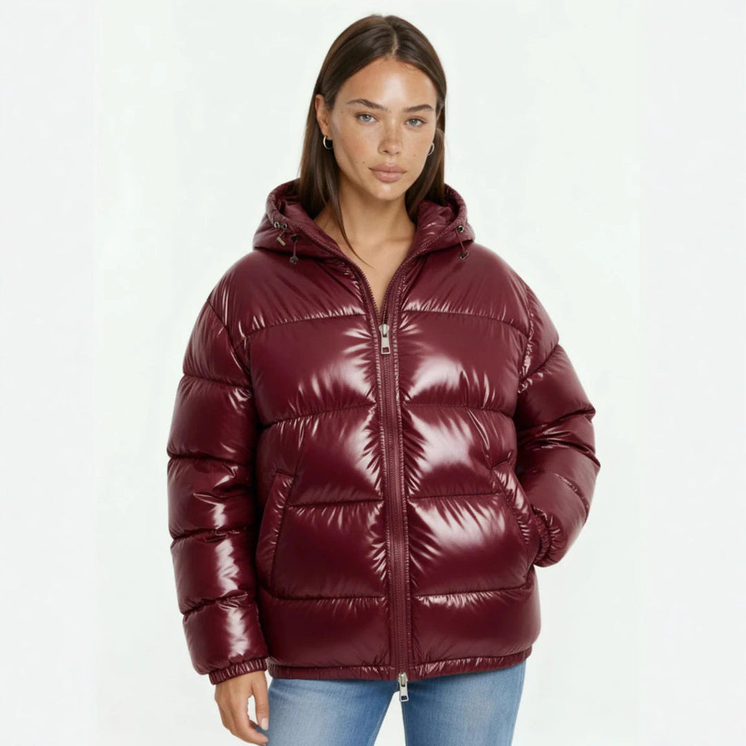 Dam High Gloss quiltad jacka med huva