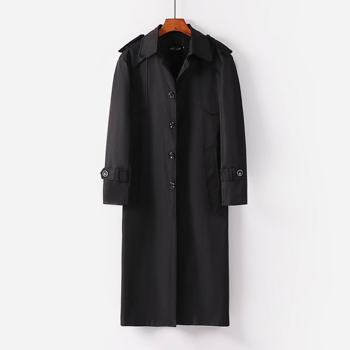 Dam längre trenchcoat in Minimal stil med Shoulder Flaps och justerbar muddar