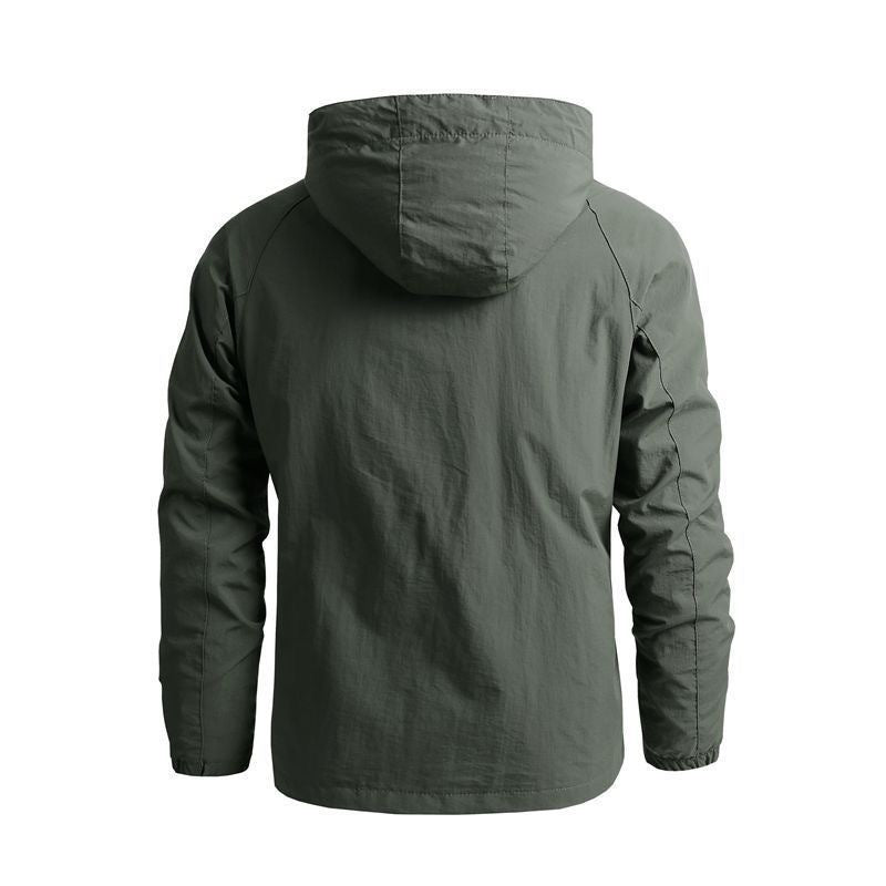 Herr Lätt Softshell Frilufts Jacka med Huva och Vattenavvisande Membran som Väl som Bröstficka