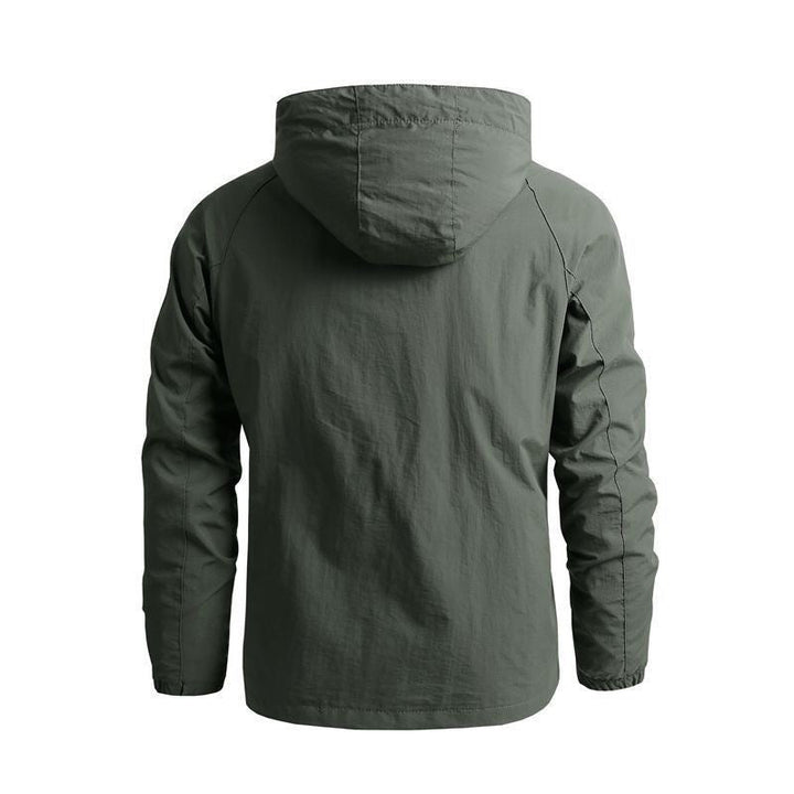 Herr Lätt Softshell Frilufts Jacka med Huva och Vattenavvisande Membran som Väl som Bröstficka
