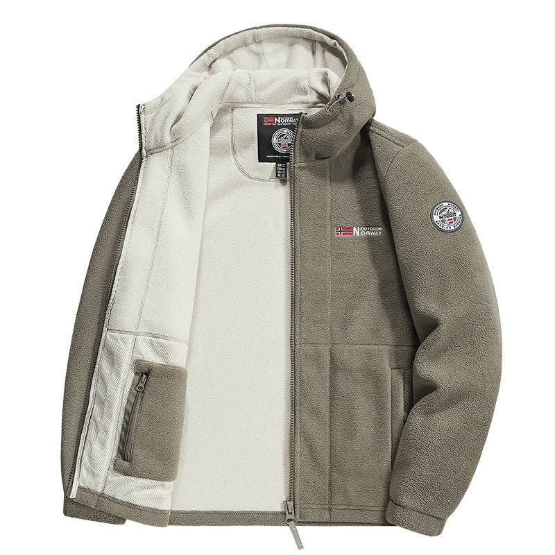Herr Fleece Jacka med Praktisk Krage Protection