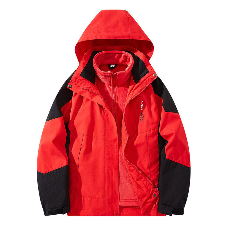 Herr vattenavvisande two-lager trekking jacka med avtagbar fleece inner jacka och huva