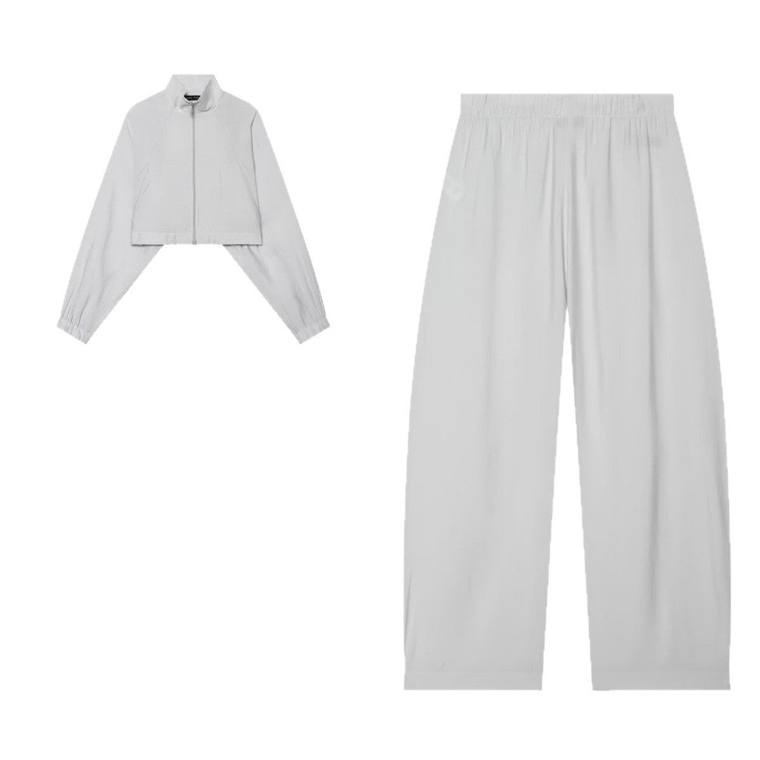 Dam Kort Windbreaker Jacka med Stå Krage, Raglan Ärmar och Elastic Nederkant