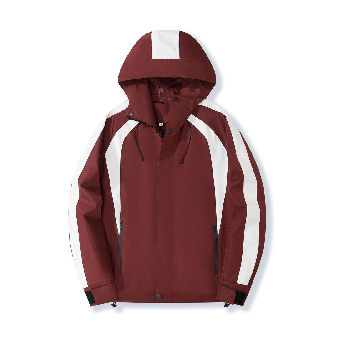 Dam lätt med huva Rain jacka med kontrast Stripes och Mesh foder