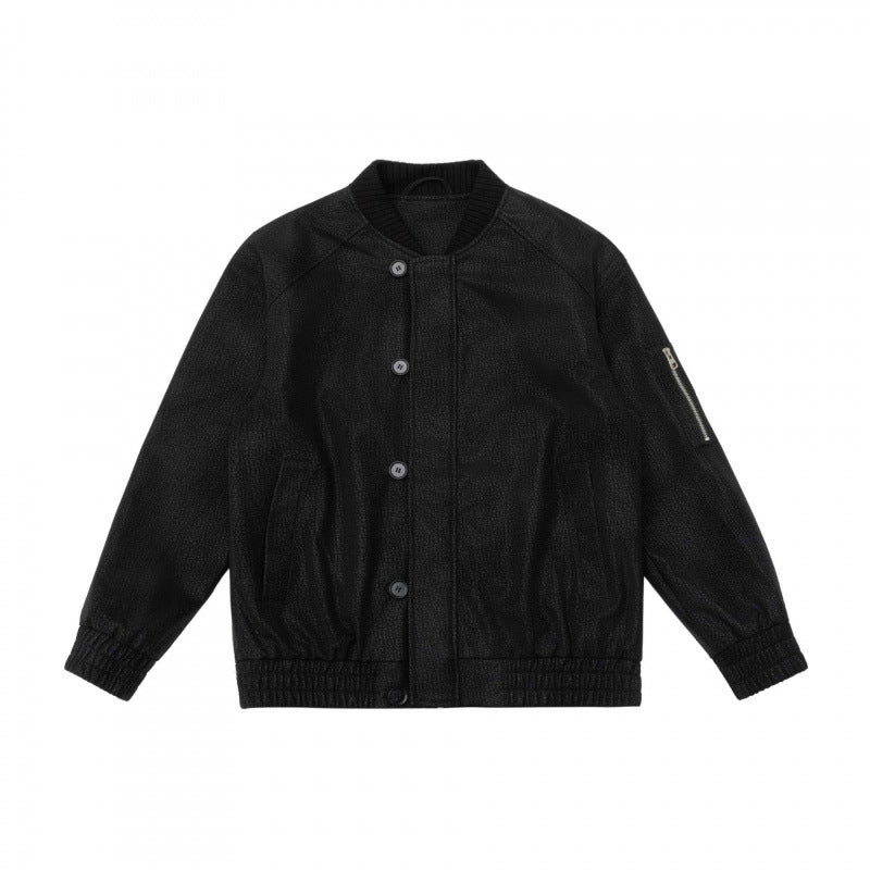 Herr boxig bomberjacka med Textured Canvas Look, ribbad fåll och ärm Ficka