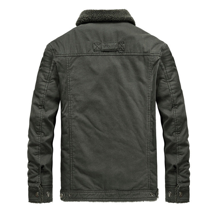 Herr Robust Canvas Fältjacka med Warming Sherpa Foder och Skjorta Krage