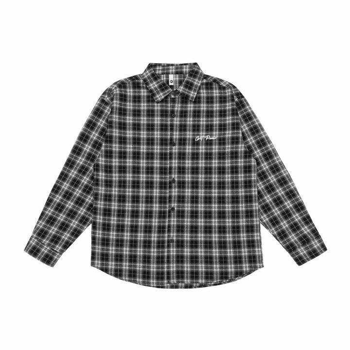 Unisex Boxig Flanell Skjorta Jacka med Rounded Fåll och Embroidered Bröst Logo