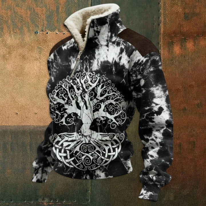Herr Urban Fleece Pullover med Tree Motif