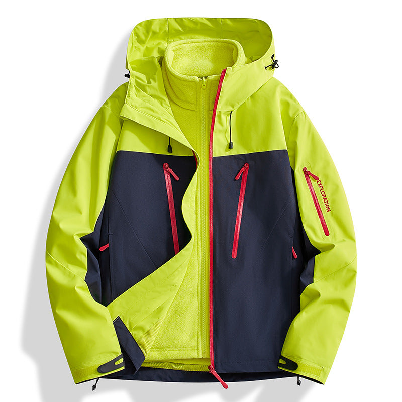 Herr two-in-one softshell utomhusjacka med avtagbar fleece inner jacka och vattentät dragkedjas