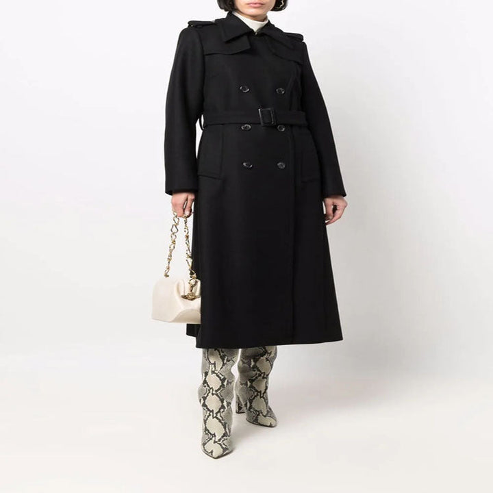 Dam trenchcoat-stil overcoat med defined midja och shoulder straps
