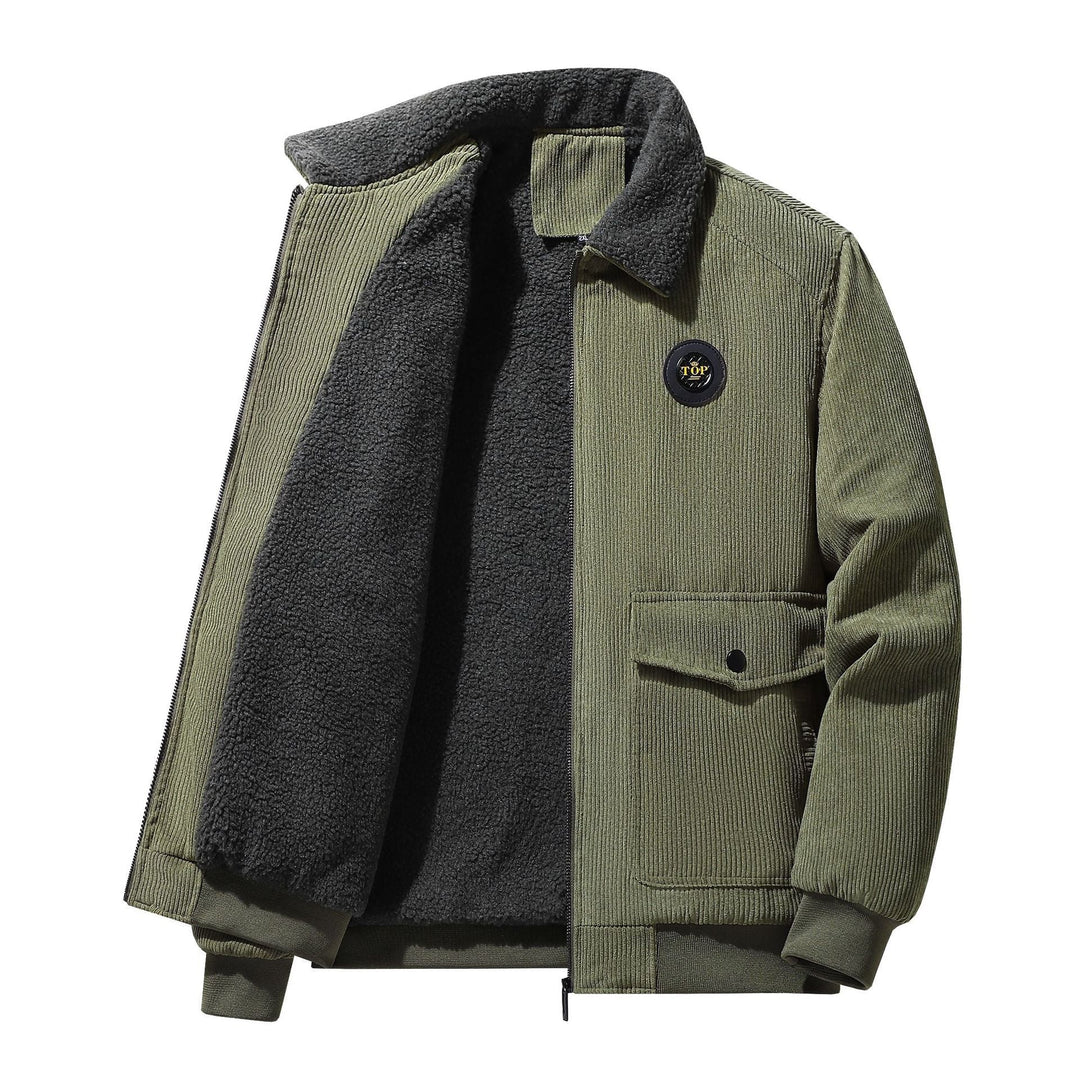 Herr Manchester Fältjacka i Aviator Stil med Sherpa Krage och Utility Utanpåfickor
