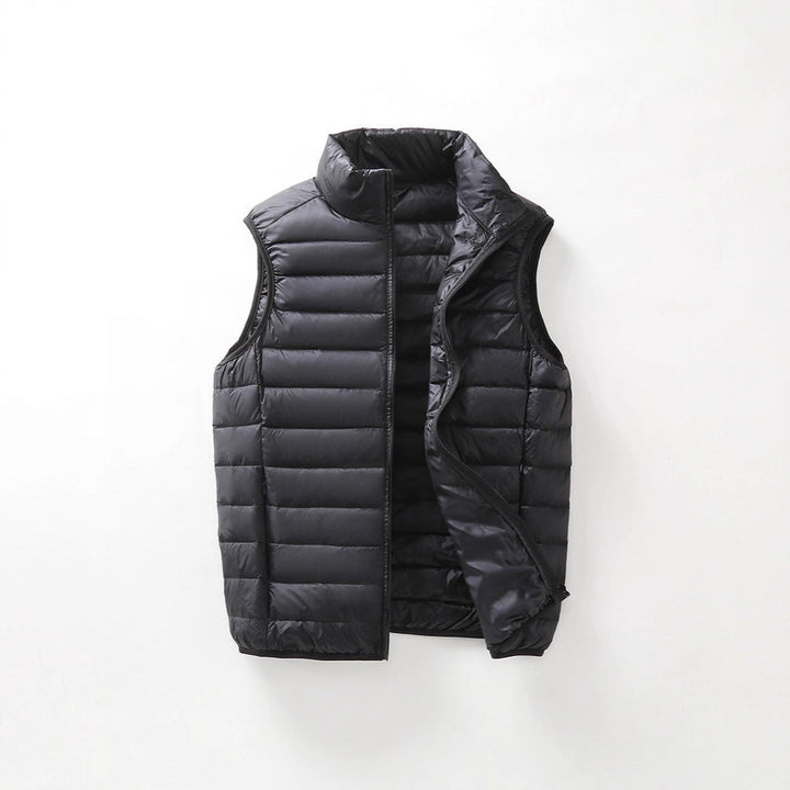 Unisex Lätt Quiltad Väst med Stå Krage och Dragkedja